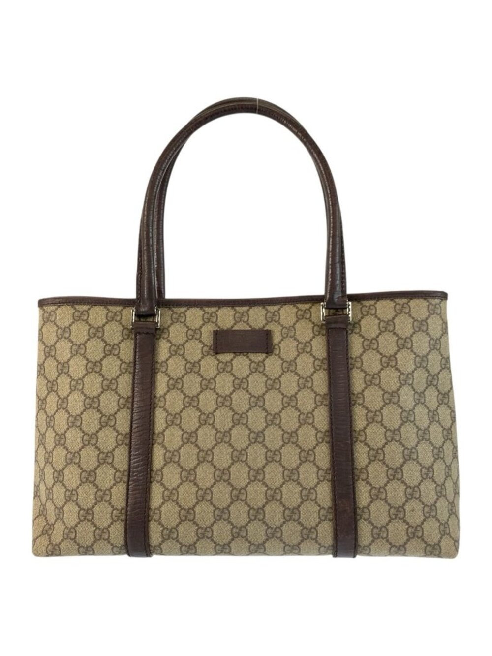 Gucci Beige Brown GG Supreme Canvas Leather Tote